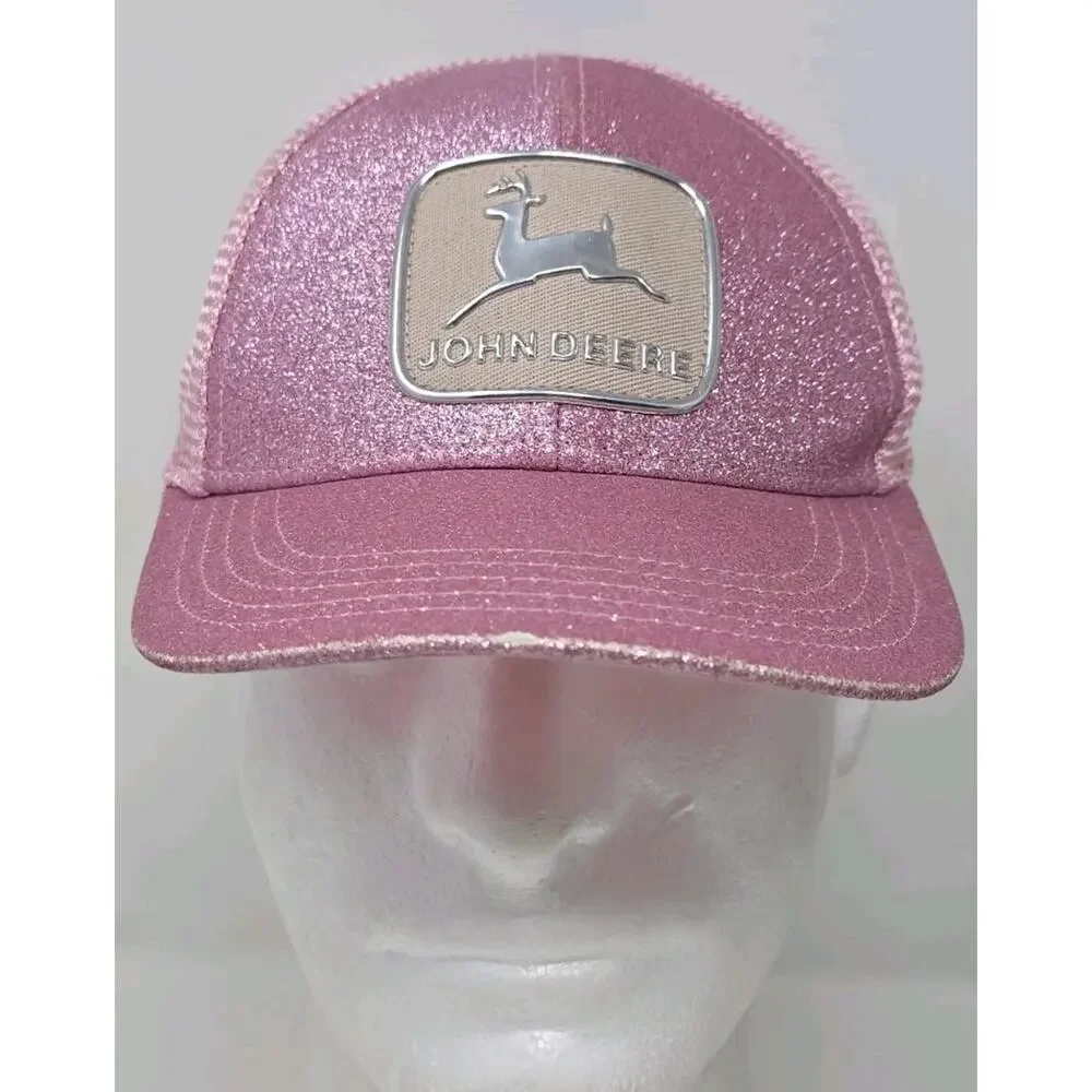 Genuine JOHN DEERE Pink Glitter Toddler Snapback Hat Baseball Cap Tractor Farm
